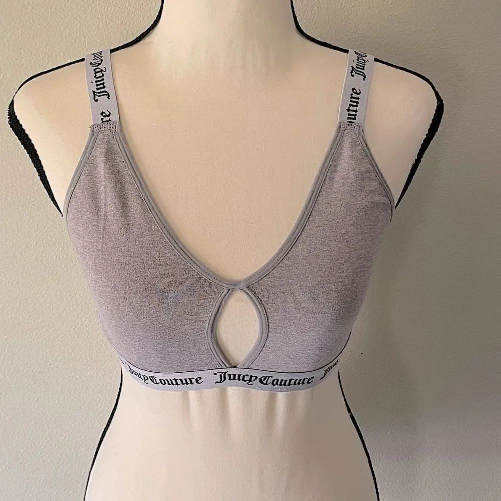 Juicy Couture Gray and White Cut-Out Sports Bra. Fits a Medium to Large.